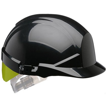 Centurion Reflex Slip Ratchet Helmet, Black with Bright Yellow Flash Centurion Reflex Slip Ratchet Helmet, Black with Bright Yellow Flash