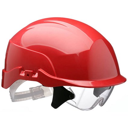 Centurion Spectrum Safety Helmet with Integrated Eye Protection, Red