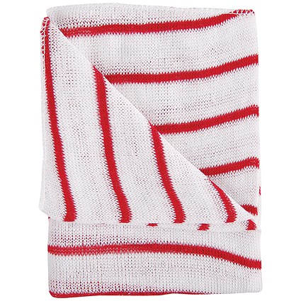 Hygiene Dishcloths, 406x340mm, Red and White, Pack of 10