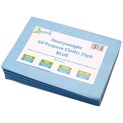 2Work Heavyweight All Purpose Cloth 500x350mm Blue (Pack of 25) CNT01319