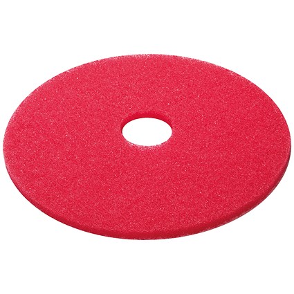 3M Buffing Floor Pad, 380mm, Red, Pack of 5