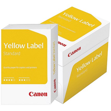Canon A4 Yellow Label Standard Paper, White, 80gsm, Box (5 x 500 Sheets) Canon A4 Yellow Label Standard Paper, White, 80gsm, Box (5 x 500 Sheets)