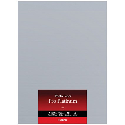 Canon A2 Pro Platinum Photo Paper, Glossy, 300gsm, Pack of 20