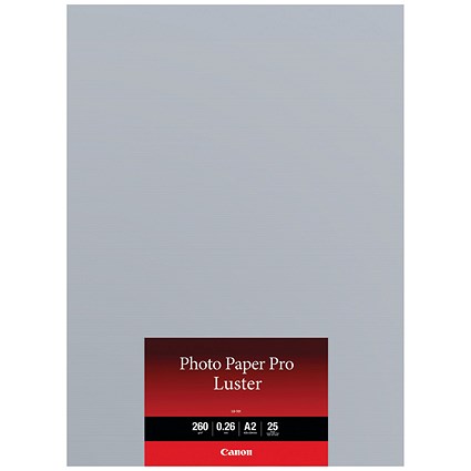 Canon A2 Pro Luster Photo Paper, Semi-Gloss, 260gsm, Pack of 25