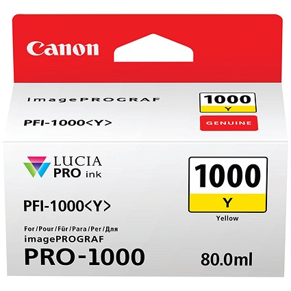 Canon PFI-1000Y Ink Cartridge Yellow 0549C001
