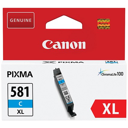 Canon CLI-581XL Cyan High Yield Inkjet Cartridge Canon CLI-581XL Cyan High Yield Inkjet Cartridge