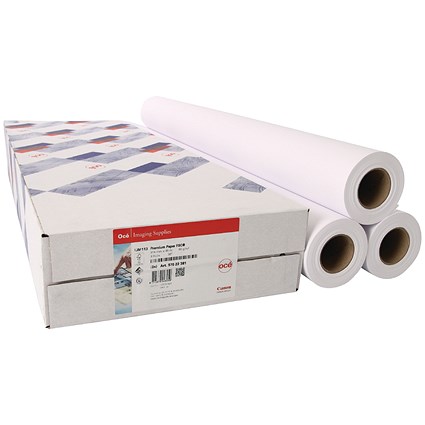 Canon Premium Paper Rolls, 841mm x 45m, White, 90gsm, Pack of 3 Rolls