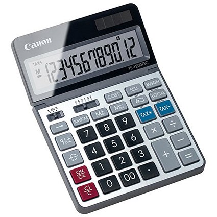 Canon TS-1200TSC Desktop Calculator, 12 Digit, Solar and Battery Power, Grey