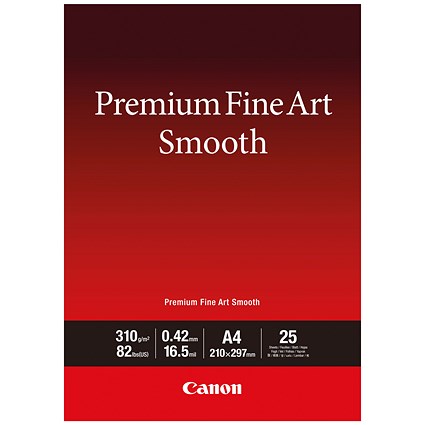 Canon A4 Premium Fine Art Smooth Photo Paper, Matte, 310gsm, Pack of 25