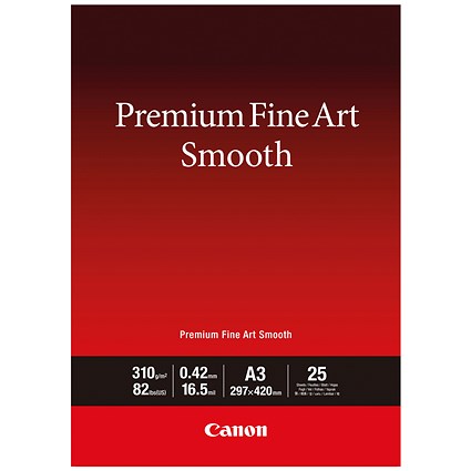 Canon A3 Premium Fine Art Smooth Photo Paper, Matte, 310gsm, Pack of 25