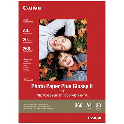 Canon A4 Photo Paper Plus, Glossy, 260gsm, Pack of 20