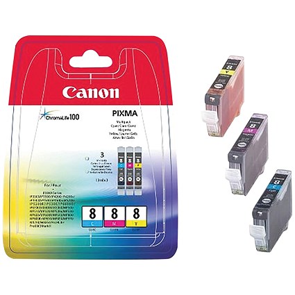 Canon CLI-8 Inkjet Cartridge Multipack Cyan/Magenta/Yellow 0621B029 Canon CLI-8 Inkjet Cartridge Multipack Cyan/Magenta/Yellow 0621B029