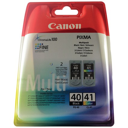 Canon PG-40/CL-41 Black and Colour Inkjet Cartridges (2 Cartridges)