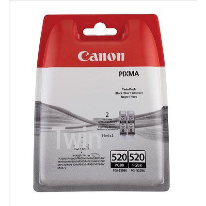 Canon PGI-520BK Black Inkjet Cartridges (Twin Pack)