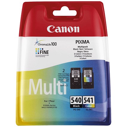 Canon 540XL/541XL High Yield Inkjet Cartridges- Black, Cyan, Magenta, Yellow and Photo Pack (2 Cartridges)
