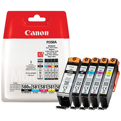 Canon PGI-580/CLI-581 Ink Cartridges- Black, Cyan, Magenta, Yellow