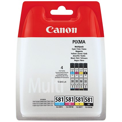 Canon CLI-581 Ink Cartridges CMYK Multipack 2103C007
