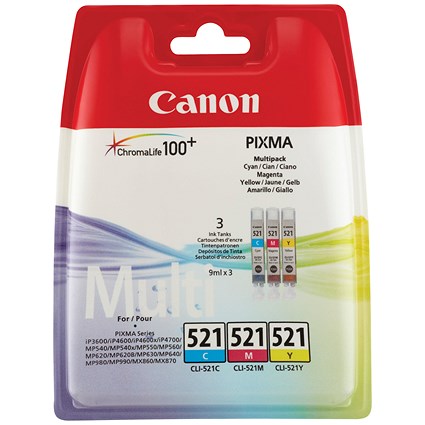 Canon CLI-521 Ink Cartridges CMY Multipack 2934B015