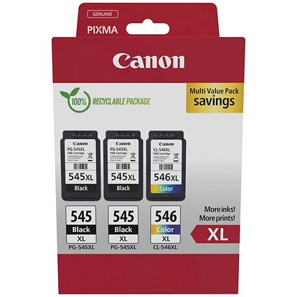 Canon PG-545XL x 2/CL-546XL Ink Cartridges High Yield K/CMY Multipack 8286B013