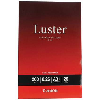 Canon A3+ Pro Luster Photo Paper, Semi-Gloss, 260gsm, Pack of 20