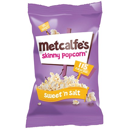 Metcalfes Skinny Popcorn SweetnSalt Bag, 25g, Pack of 24