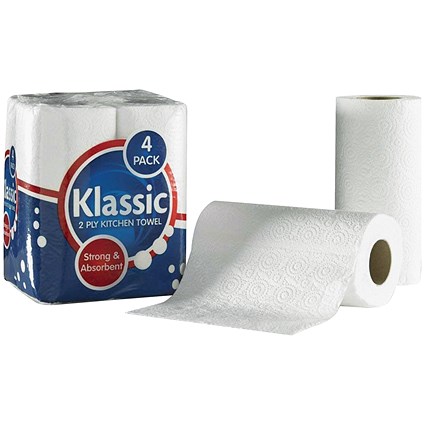 Klassic Kitchen Roll, 2-Ply, 24 Rolls of 60 Sheets Klassic Kitchen Roll, 2-Ply, 24 Rolls of 60 Sheets