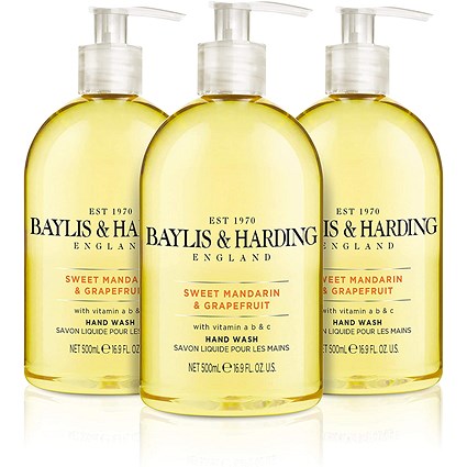 Baylis & Harding Mandarin & Grapefruit Hand Wash, 500ml, Pack of 3