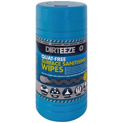 Dirteeze Quat-Free Surface Sanitising Wipes, 250 Wipes Per Pack