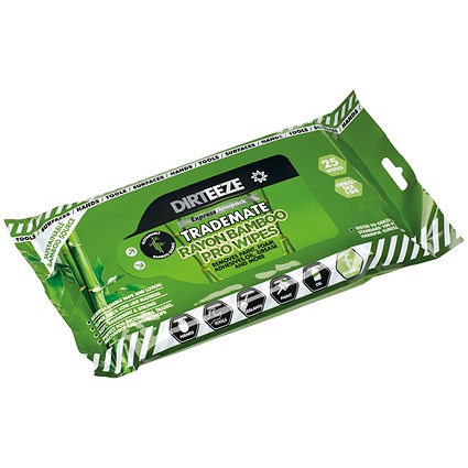Dirteeze Trademate Rayon Bamboo Pro Wipes, 25 Wipes Per Pack