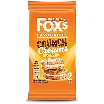 Fox's Crunch Creams Gold Biscuits Twin Packs, 30g, Pack of 48