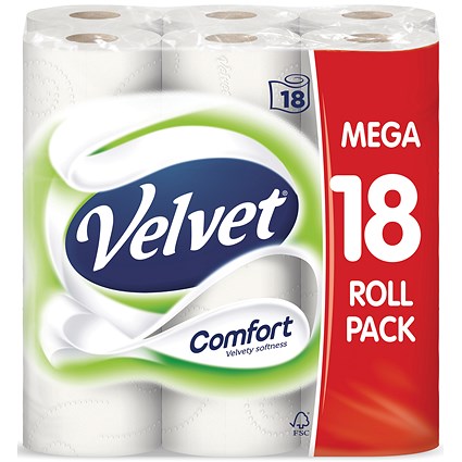 Velvet Comfort Toilet Roll, Pack of 18