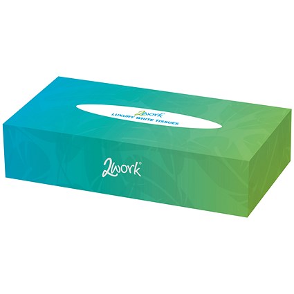 2Work Facial Tissues Box 100 Sheets 2-Ply (Pack of 36)