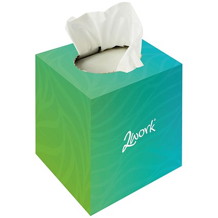 2Work Facial Tissue Cube Box 70 Sheets 2-Ply (Pack of 24)
