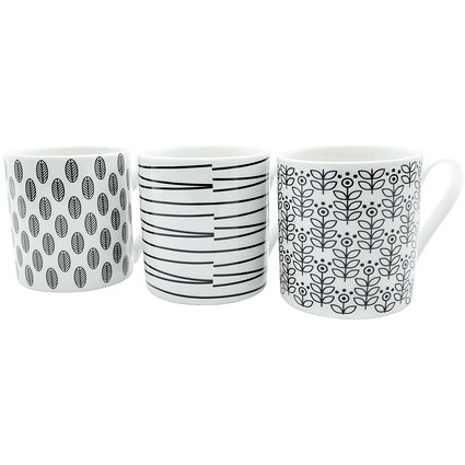 Quality 12oz Black and White Mugs Designs may vary (Pack of 12)
