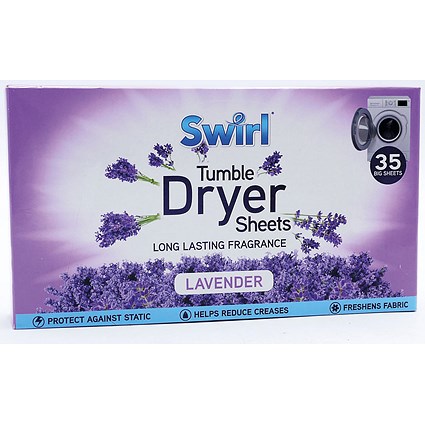 Swirl Lavender Tumble Dryer Laundry Sheets, 35 Sheets Per Pack, Pack of 20