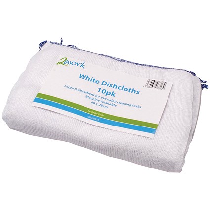 2Work Dishcloths 400x280mm White (Pack of 10) CPD30019