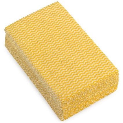 2Work Lightweight All Purpose Cloth, 600x300mm, Yellow, Pack of 50