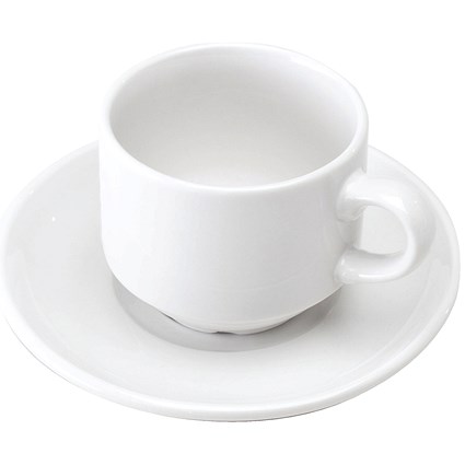 White Cup and Saucer, Pack of 6