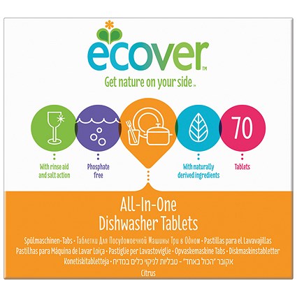Ecover All In One Dishwasher Tablets, Pack of 70