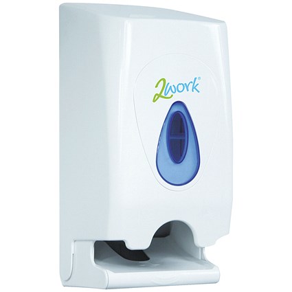 2Work Twin Toilet Roll Dispenser White CPD43612