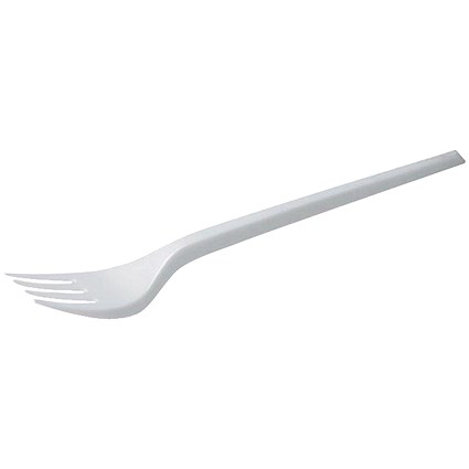 White Plastic Disposable Forks (Pack of 100)