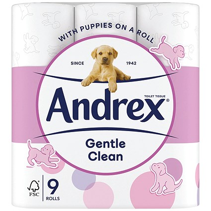 Andrex Puppies On A Roll Toilet Roll, 2-Ply, Pack of 9