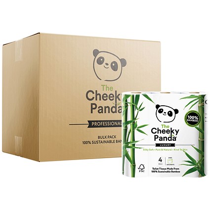 Cheeky Panda Bamboo Toilet Rolls, 3-Ply, 200 Sheets Per Roll, Pack of 24