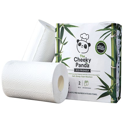 Cheeky Panda Plastic Free Bamboo Kitchen Roll, 2-Ply, 10 Rolls of 100 Sheets