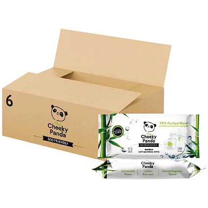 Cheeky Panda Biodegradable Multipurpose Wipes, 90 Wipes Per Pack, Pack of 6