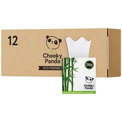 Cheeky Panda Facial Tissues, 3-Ply, 12 Cubes of 56 Sheets