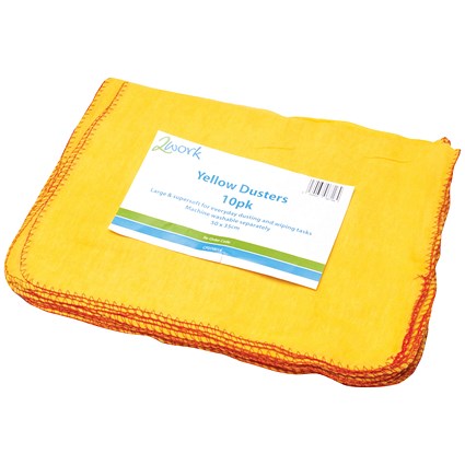 2Work Yellow Duster, 508x355mm, Pack of 10