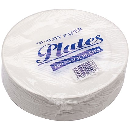 Disposable Paper Plates, 177mm Diameter, Pack of 100