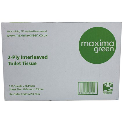Maxima Bulk Pack Toilet Tissue, 2-Ply, 250 Sheets, Pack of 36