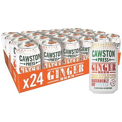Cawston Press Ginger Beer Soft Drink, 330ml, Can, Pack of 24
